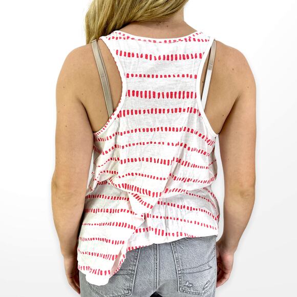 FOREVER 21 Pink White Paint Brush Striped Racerback Scoop Neck Tank - Picture 3 of 6